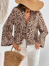 VCAY Women's Vacation Chiffon Leopard Print Open Front Long Sleeve Casual Shirt